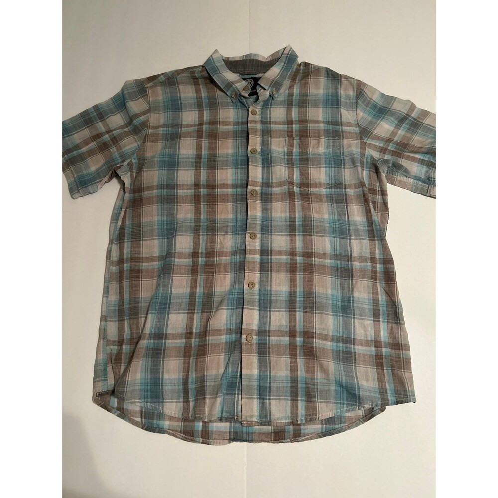 Weatherproof Men’s Plaid Short Sleeve Button-Down Casual Shirt – Size Large
